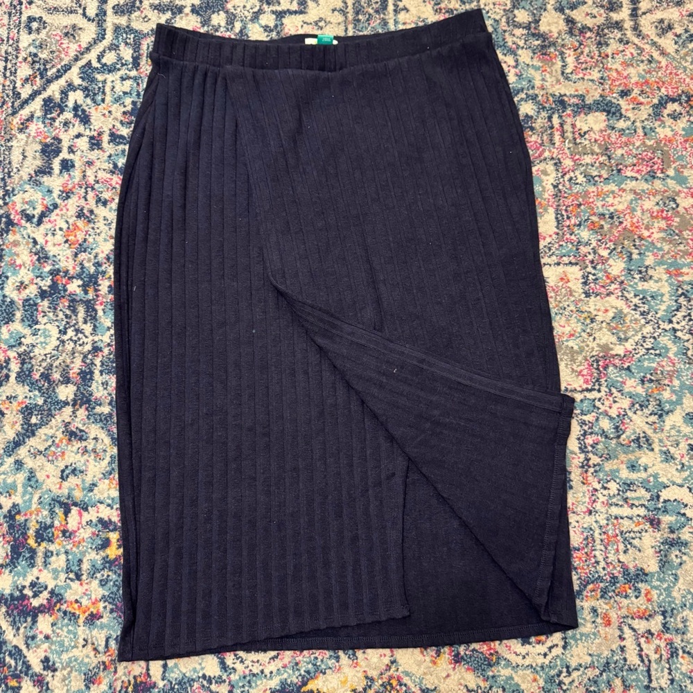 Maeve by Anthropologie Ribbed Wrap Midi Skirt – Navy – Size 2X – New With Tags